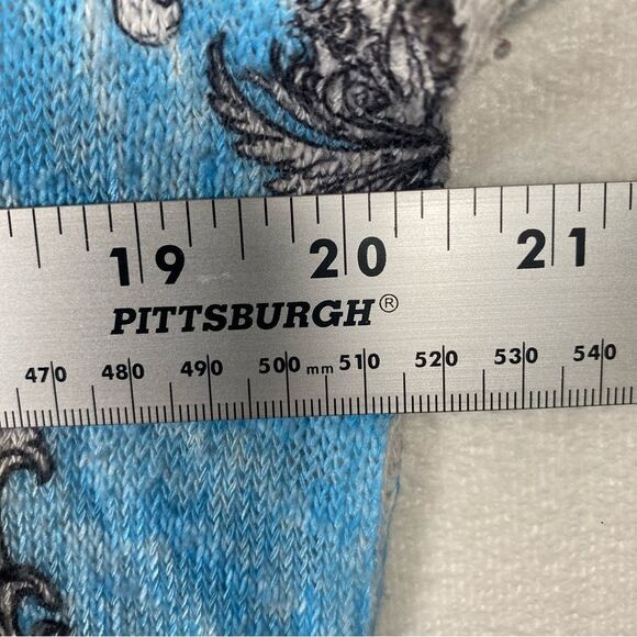 Cactus Asymmetrical Hem Blue, White and Black Design 3/4 Sleeve Top Size Large - Picture 7 of 9